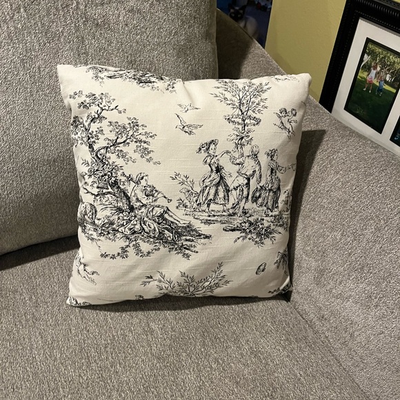THREE Elegant Black and White Toile Throw Pillow - Picture 3 of 7
